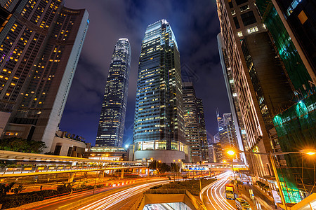 晚上在香港贩卖街道市中心商业建筑学天空运输景观建筑旅行蓝色图片