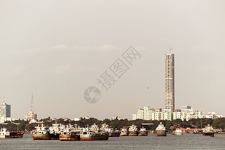印度加尔各答2018 年 5 月 13 日 加尔各答市美丽的全景外观河岸天空假期国家建筑建筑学地标摄影城市图片