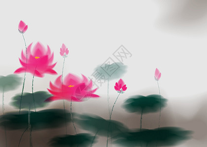 有莲花的贺卡 有莲花墨水效应 由中国艺术家创作的时尚化图片
