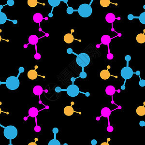 彩色原子结构分子模型无缝模式图片