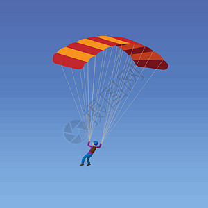 Skydiver乘降落伞飞行 空中潜水 降落伞和极端运动 积极的休闲概念图片