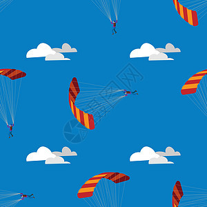 跳伞和极限运动 跳伞者带着降落伞飞行 无缝模式图片