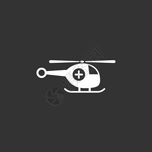 黑色背景上的紧急直升机图标背景图片