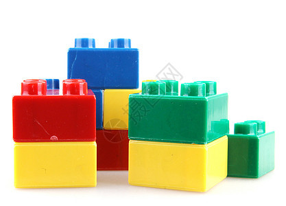 白色隔绝的建筑块教育玩具塑料蓝色建筑构造积木立方体幼儿园闲暇图片