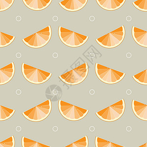 现代风格的卡通橙片平铺无缝图案 健康饮食概念水果打印 矢量图图片