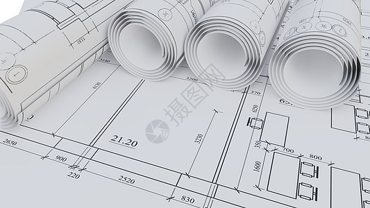 建筑图画 平整和滚动草稿工程师设计蓝图草图工作工具构造3d文档图片