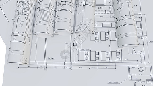 建筑图画 平整和滚动文档3d工作设计绘画地面房间技术草图打印图片