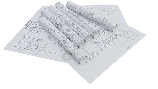 建筑图画 平整和滚动构造草稿蓝图工具工程师房子绘画项目设计师打印图片