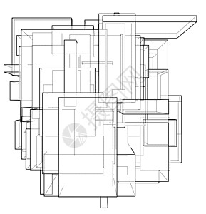 线框框 素描样式网络框架金属插图渲染商业粒子建造盒子边界背景图片