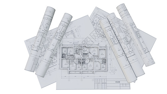 在施工图上建造房屋的墙壁商业办公室草图打印蓝图绘画设计师框架地面项目图片