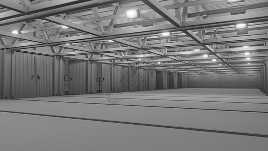 有明亮的灯的空的商业仓库窗户工业3d工厂空间地面建筑学运输大厅房间图片