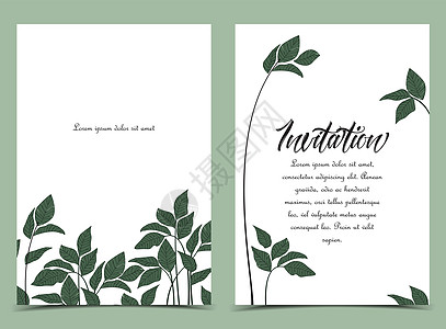 有树叶的自然背景环境绿色植物框架邀请函打印婚礼手绘装饰品植物群风格图片