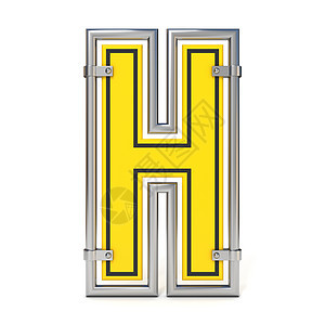 带框的交通路标 FONT 字母 H 3城市渲染插图注意力路牌木板安全金属警告广告牌图片