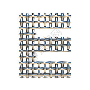金属丝网字体 LETTER E 3穿越平铺合金插图管子工业电子技术反射建造图片