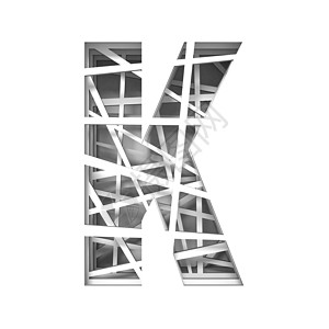 剪切字体字母 K3D 的纸张线条图案剪纸插图广告渲染白色设计装饰几何图片
