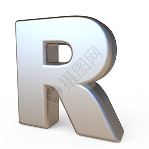 金属字体 LETTER R 3技术反射计算机字母插图工业艺术白色拉丝打字稿图片