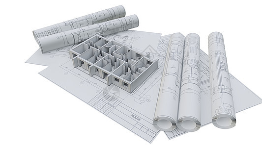 在施工图上建造房屋的墙壁设计3d计算机建筑学商业工作住宅建筑师草图地面图片