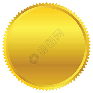 孤立在白色的金色形状插图空白金子勋章圆圈硬币坡度奖章荣誉圆形图片