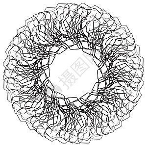 具有扭曲形状轮廓的抽象元素 矢量艺术线条定形图形化抽象派灰阶光学插图中心圆圈操作图片