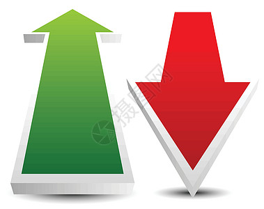 绿色和红色和向下箭头 向量结盟生长库存市场交换下降商业经济衰退利润衰退图片