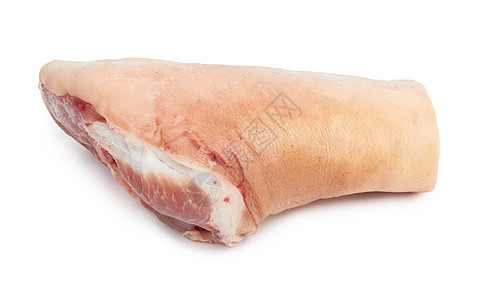 新鲜猪头白色粉色猪肉厨房关节屠夫红色弯头烧烤火腿背景图片