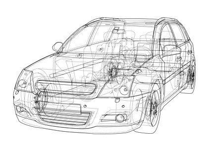 汽车数字化线框草图高清图片