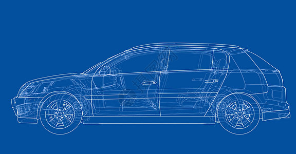 概念车  3 的矢量渲染运输车轮数字化汽车保险杠工程绘画技术草稿框架图片