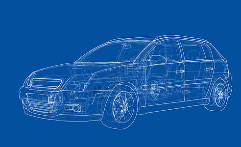 概念车  3 的矢量渲染车轮驾驶数字化技术框架工程运输插图绘画草图图片