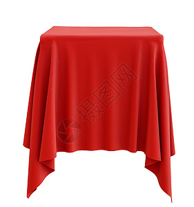 方形基座上的红布推介会红色布料惊喜艺术纺织品讲台礼物宴会波纹图片