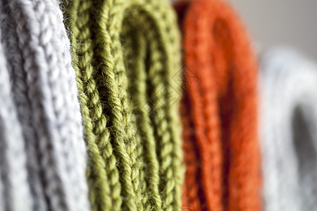 橙 绿色和灰色羊毛编织纹理图片