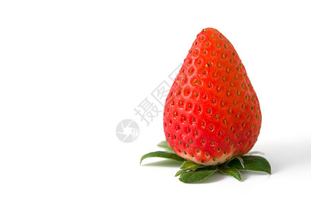 白色背景上隔离的草莓甜点宏观食物浆果绿色红色水果饮食图片