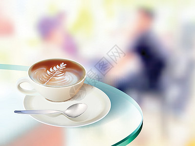 喝咖啡的客人在咖啡店喝咖啡 背景模糊图片