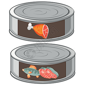鱼和罐头食物 通过手势放入岸里图片