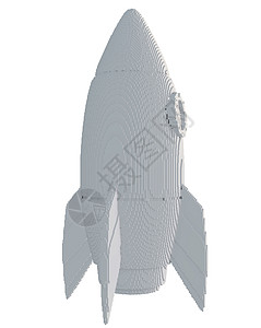 孤立在白色背景上的 3d 打印火箭插图数字化打印机飞船技术科学工业塑料工程印刷图片