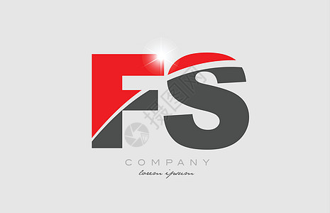 以灰色红色字母表表示的复合字母fs f s 用于ciard ic图片