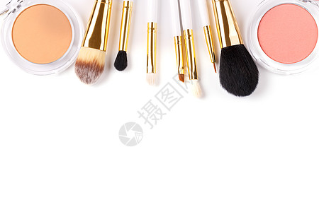 专业化化妆工具白色刷子作品产品美容容貌眼影女士调色板魅力图片