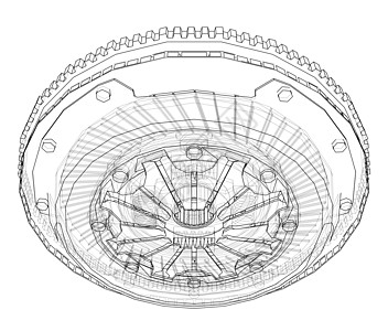 车用离合器提篮草图汽车机器圆柱绘画发动机齿轮火花运输插图压力图片