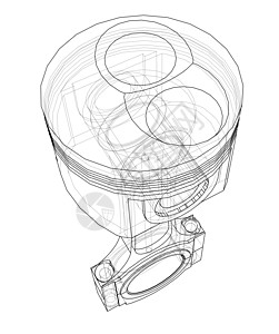活塞草图  3 的矢量渲染设计师汽车绘画发动机力量草稿圆圈工具卡车阀门图片