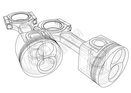 活塞草图  3 的矢量渲染创造力金属力量技术阀门汽车卡车引擎设计师绘画图片