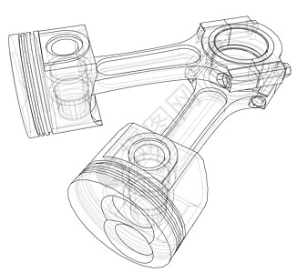 活塞草图  3 的矢量渲染力量曲轴工程创造力技术工程师金属等距阀门汽车图片