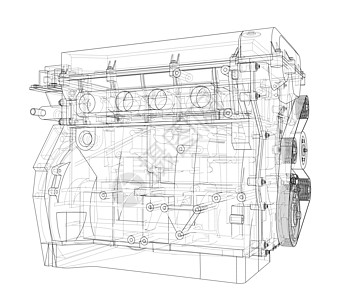 发动机草图  3 的矢量渲染汽油蓝图技术工程打印车辆服务机械车轮墨水图片