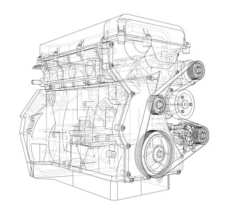 发动机草图  3 的矢量渲染项目机器力量墨水绘画齿轮机械蓝图服务燃烧图片
