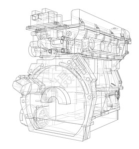 发动机草图  3 的矢量渲染车辆齿轮蓝图车轮项目工程技术力量维修服务图片