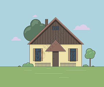 一个小房子的矢量插图 风景园林自然景观投资窗户建筑生活建筑学住宅艺术商业建筑物图片