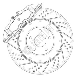 刹车盘轮廓  3 的矢量渲染服务项目插图墨水技术车轮绘画草图工程光盘图片