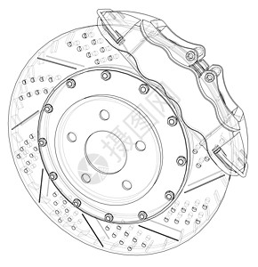 刹车盘轮廓  3 的矢量渲染车轮墨水蓝图草图项目光盘插图维修运输服务图片