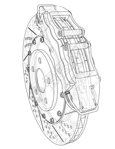 刹车盘轮廓  3 的矢量渲染绘画插图车辆维修休息磁盘车轮机械草图运输图片