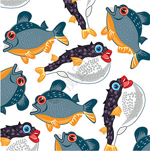 危险和有毒的河流和海洋鱼类模式背景图片