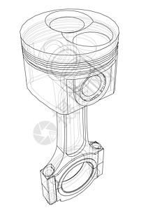 活塞草图  3 的矢量渲染汽车运动创造力工具工程工程师设计师草稿发动机插图图片