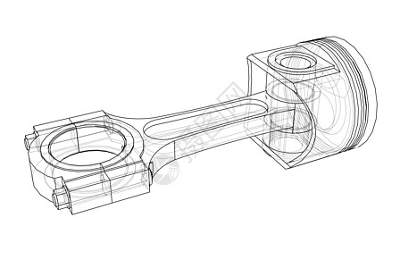 活塞草图  3 的矢量渲染等距工程师曲轴卡车工具力量工程插图运动创造力图片